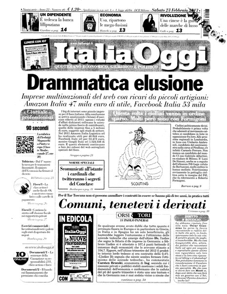 Italia oggi : quotidiano di economia finanza e politica
